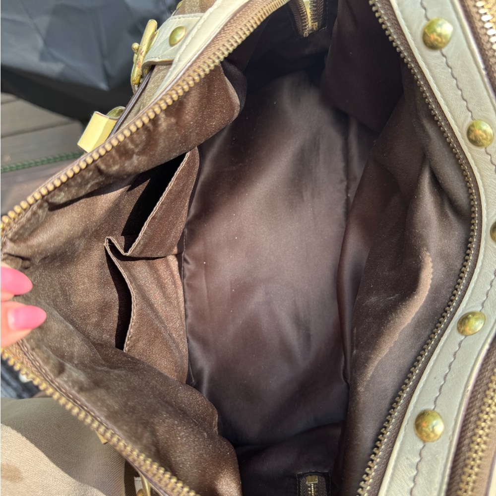 Coach Tan and Cream Signature Satchel - Picture 10 of 12